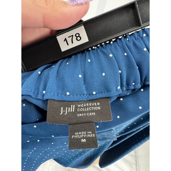 J.Jill Wearever Collection Women's Teal Polka Dot Wide Leg Crop Pants Medium - Picture 3 of 4